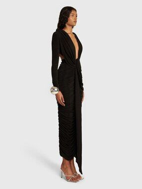 Londres Long Sleeved Backless Maxi - Black Large L 8 NWT